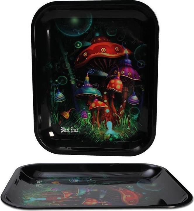 Black Leaf Rolling Tray Mushroom