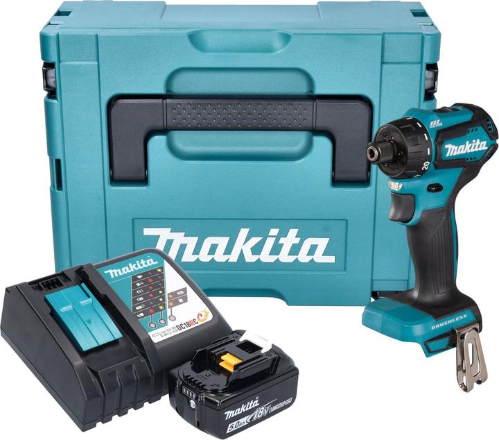 Produktbild Makita DDF 083 RT1J Akku Bohrschrauber 18 V 40 Nm 1/4" Brushless + 1x Akku 5,0 Ah + Ladegerät +