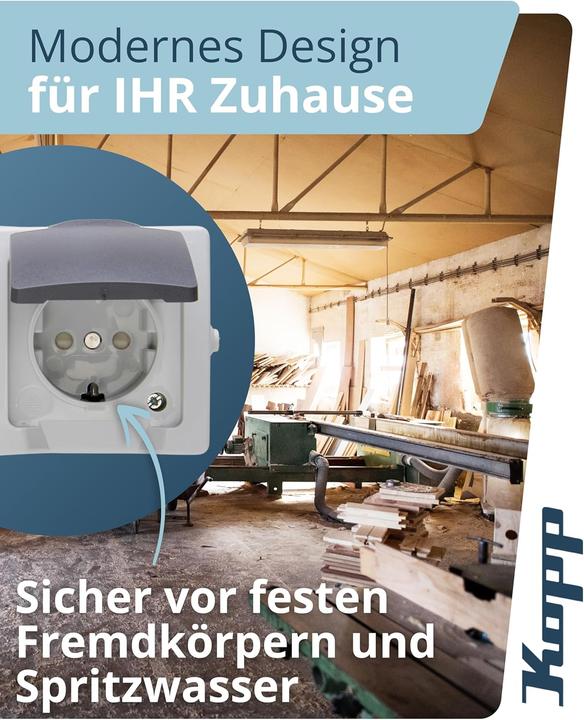 Image du produit Kopp Prise double étanche en saillie Nautic avec couvercle rabattable horizontal