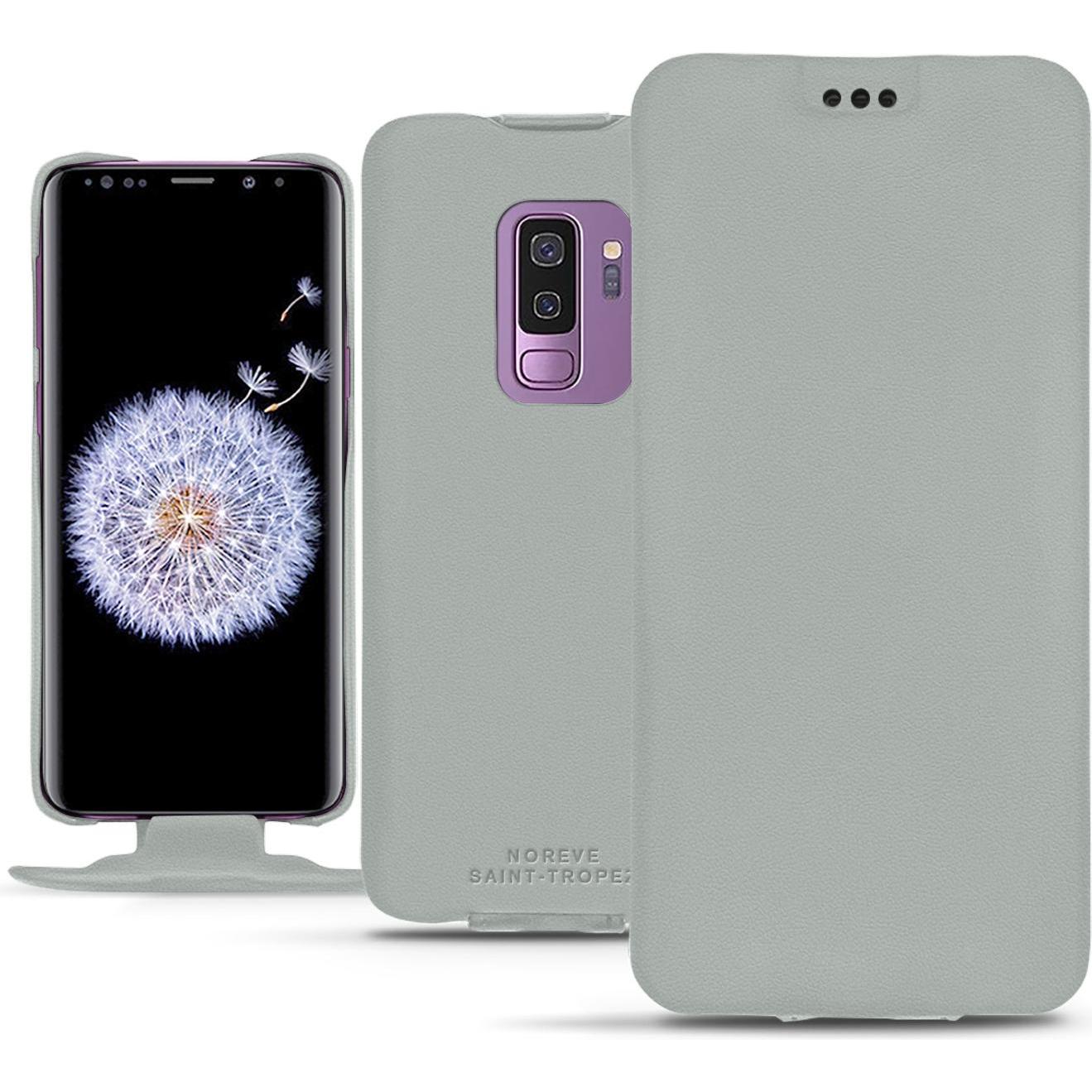 Noreve Lederschutzhülle vertikal (Samsung Galaxy S9+), Smartphone Hülle, Grau