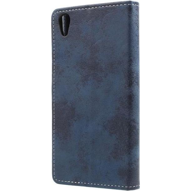 Thumbnail - MU Classic Leder Bookcover im Vintage Look (Xperia XA1 Plus), Smartphone Hülle, Blau