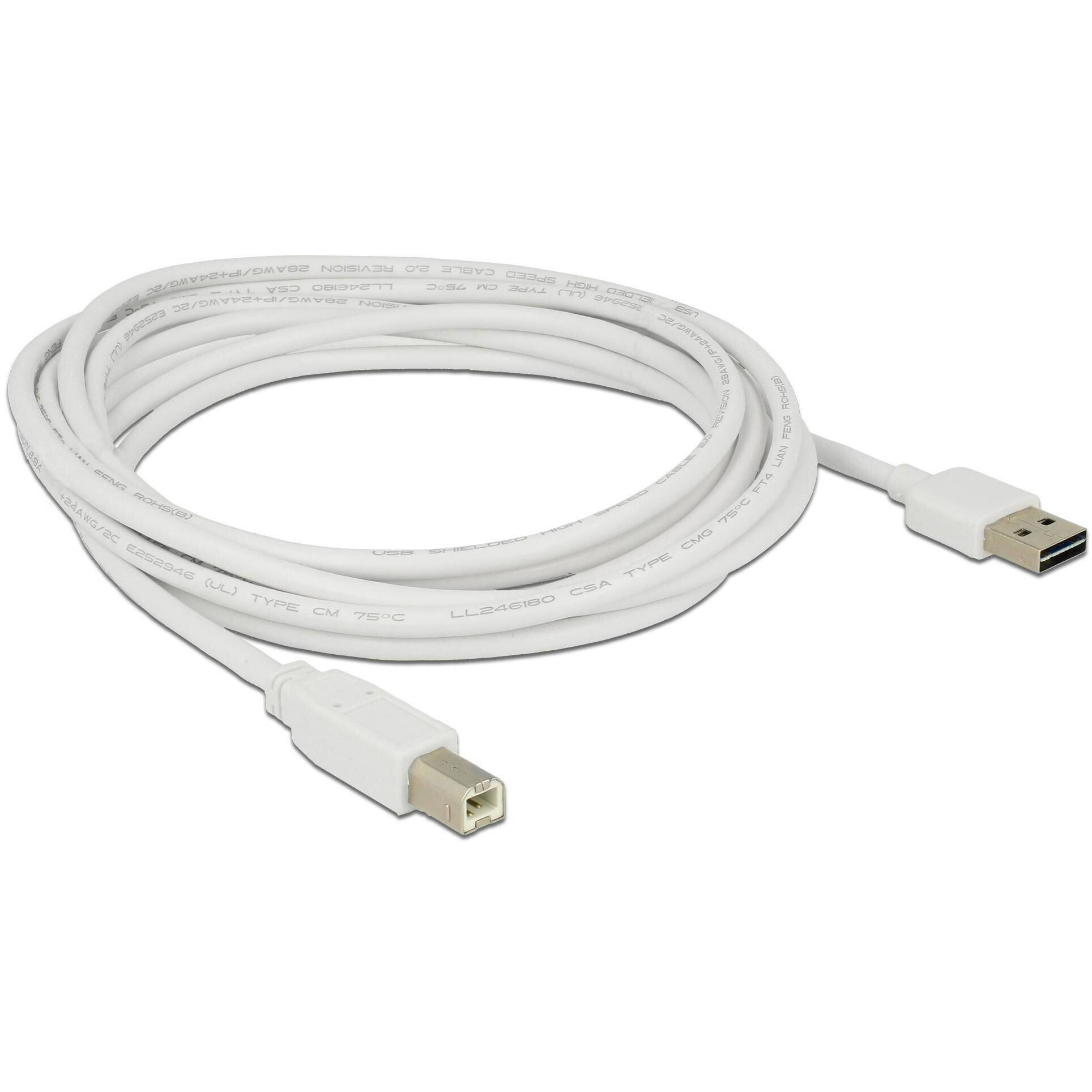 Thumbnail - Delock USB2.0-Kabel Easy A-B: 3m, weiss (3 m, USB 2.0), USB Kabel