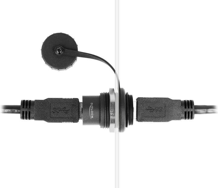 Image du produit Delock Prise USB 3.2 Gen 1 type A encastrée avec bouchon IP67 étanche à la poussière et à l'eau