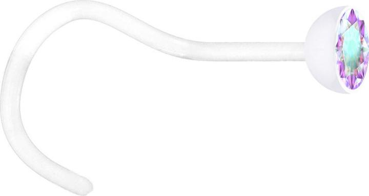 Actual product image Star Piercing Steriler Nasenstecker gebogen transparent Halbkugel Kristall multicolor (Plastic, without brass)