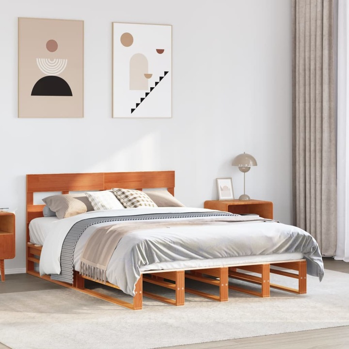 Immagine prodotto VidaXL Letto in legno massiccio Letto in legno Letto pallet con testiera 140x190cm pino (140 x 190 cm)