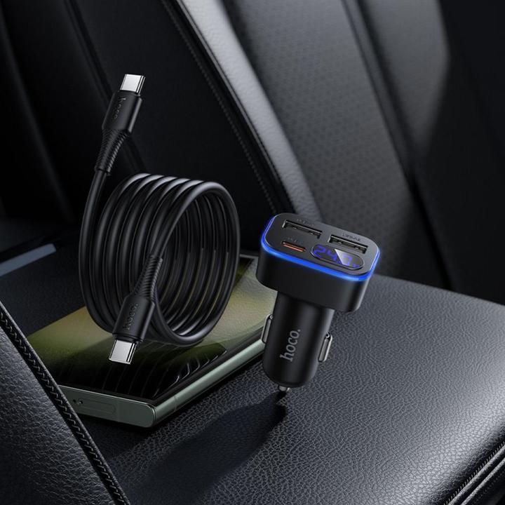 Produktbild Hoco Auto charger Car charger with LCD 2xUSB A + 1xUSB C PD QC3.0 42W Z63A black