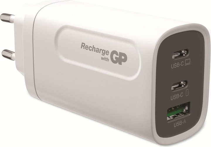 Image du produit GP Batteries GP GaN Adaptateur de charge rapide USB 65W PD 2xUSB-C & 1xUSB-A blanc (65 W)