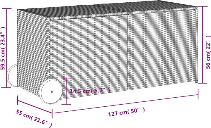 Image du produit VidaXL Gartentruhe mit Rollen 283L