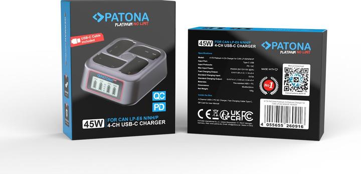 Image du produit Patona 4-Port Fast Charger Canon LP-E6 (Chargeur de batterie d'appareil photo)