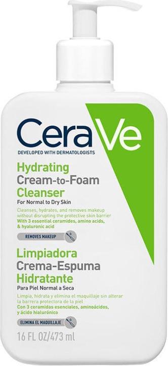 CeraVe Crema espuma hidratante limpiadora (Cleansing Foam, 473 ml)