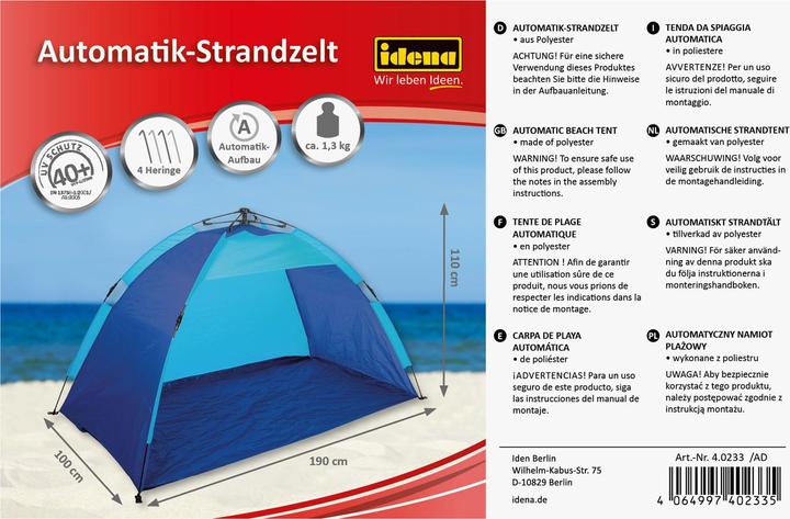 Image du produit Idena Coquille de plage bleue (Tente de plage)
