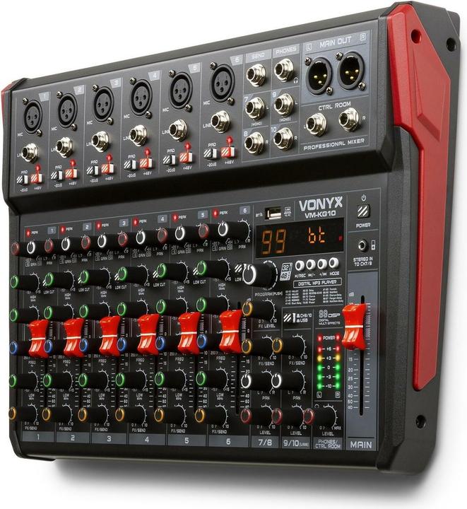 Immagine prodotto Vonyx VM-KG10 - Interfaccia audio da 10 canali con Bluetooth, DSP, lettore mp3 e USB (Mixer da studio e live)