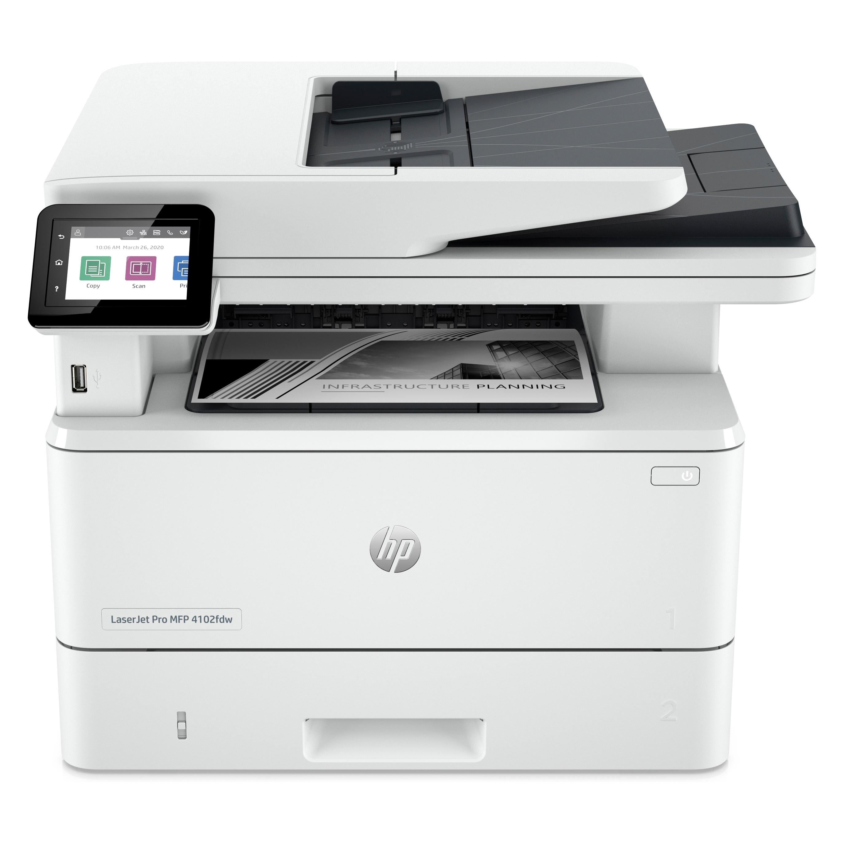 HP LaserJet Pro MFP 4102fdw (Laser, Schwarz-Weiss), Drucker, Weiss