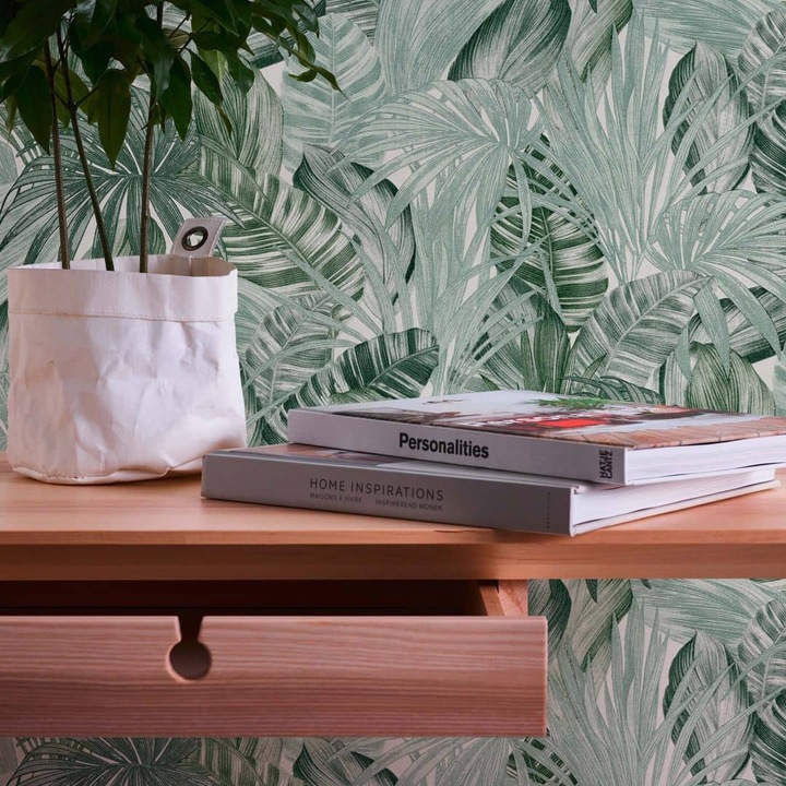 Actual product image A.S. Création Greenery with palm print in jungle look (53 x 1005 cm)