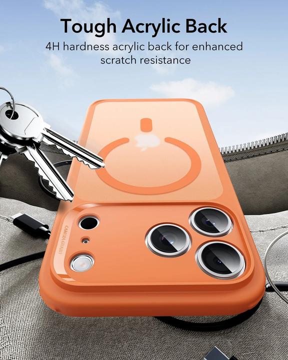 Actual product image ESR Classic Hybrid Magnetic Case (Camera Control), for iPhone 17 Pro, Frosted Orange (Apple iPhone 17 Pro)