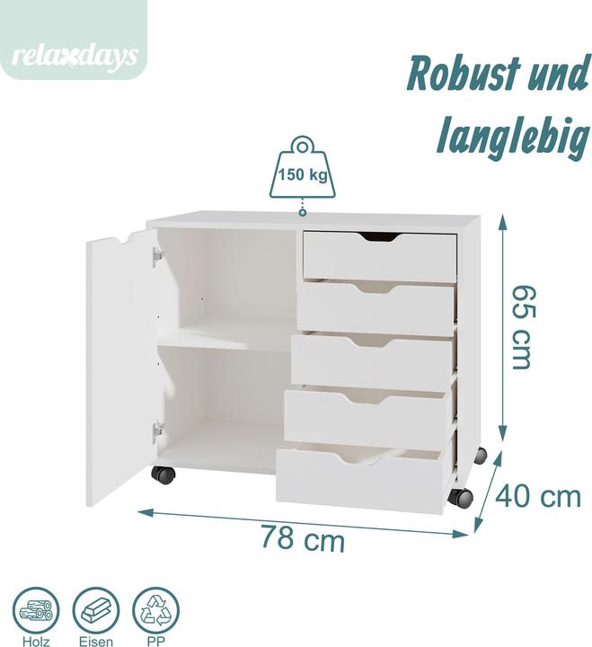 Produktbild Relaxdays Rollcontainer (78 x 40 x 65 cm)
