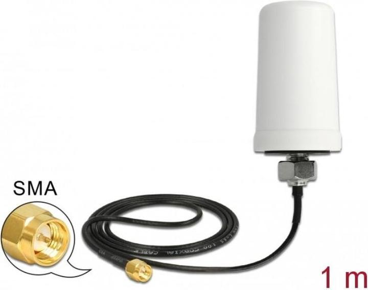 Produktbild Delock LTE/GSM Antenne, SMA-Stecker, weiss (2.20 dB, Antennenkabel)