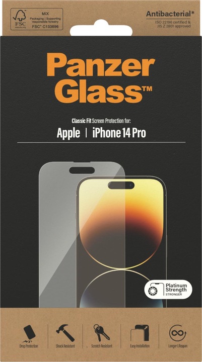 Productafbeelding PanzerGlass Classic Fit (1 Stuk, Apple iPhone 14 Pro)