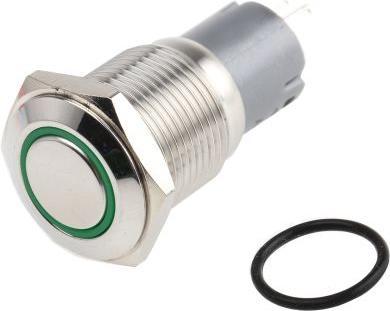 Produktbild RS PRO Switch Pushbutton Stainless Green ring