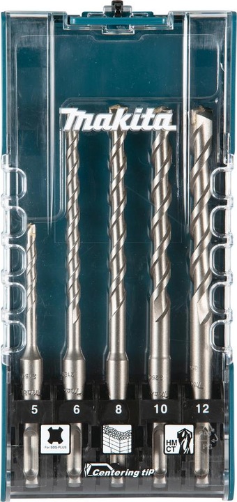 Productafbeelding Makita SDS+ set metselboren 5 stuks. (5, 6, 8, 8 en 10 en 12 mm)