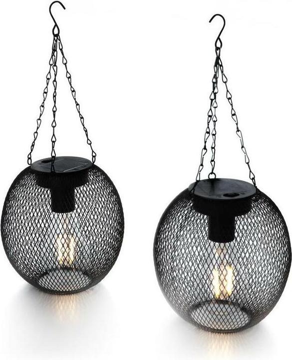 Balthasar LED-Hängeleuchte Nina, Solar LED Schwarz, 2 Stück