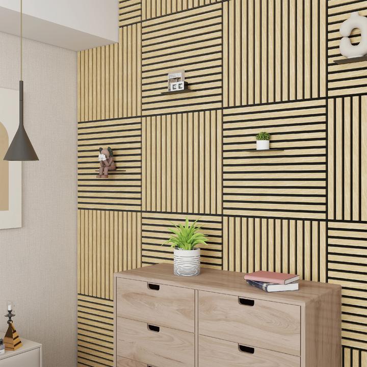 Produktbild neu.holz Akustik-Wandpaneel 12er Set Vang 60x60 cm Eichenoptik, hell ()