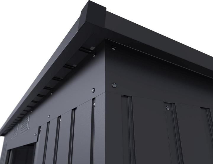 Actual product image Juskys Metall Geräteschuppen Gerätehaus M mit Pultdach - Dunkelgrau