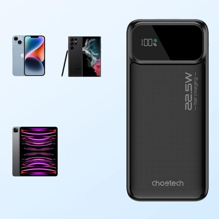 Produktbild Choetech Powerbank B729 20000mAh 22.5W PD USB-A / USB-C - black (20000 mAh, 22.50 W, 74 Wh)
