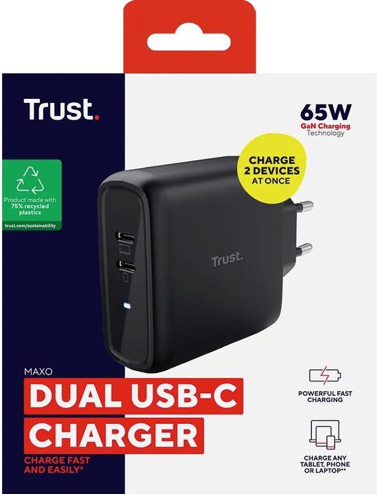 Actual product image Trust MAXO 65W 2P USB-C (65 W)