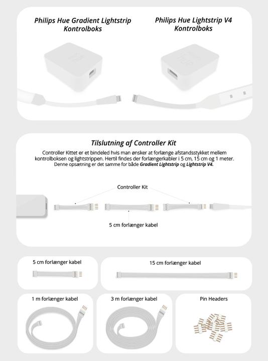 Productafbeelding Light Solutions Kabel til Gradient LightStrip - Controller Kit - Hvid - 1 saet