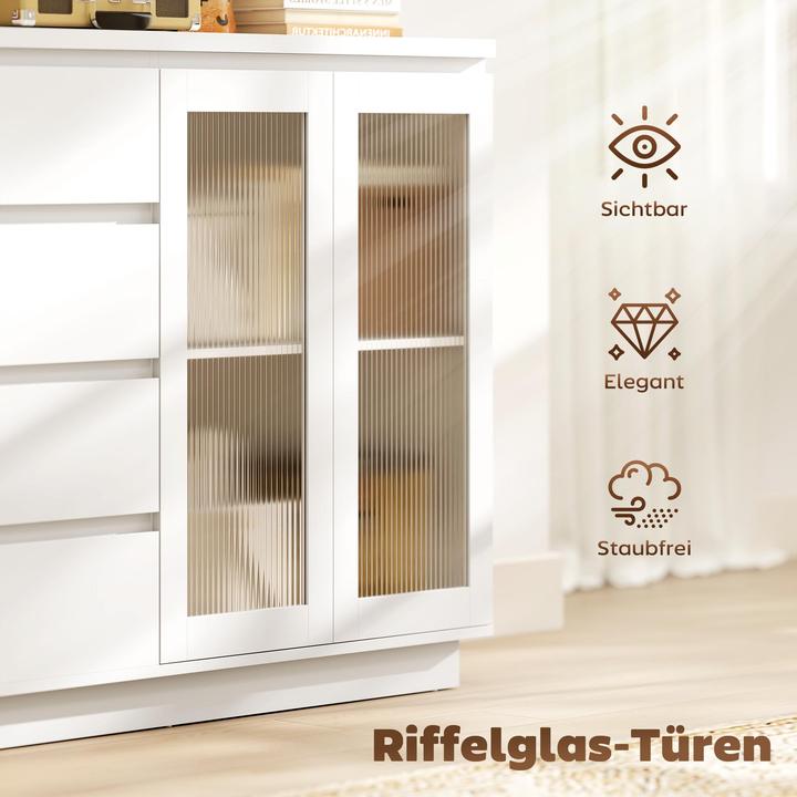 Produktbild Homcom Sideboard MDF, Glas Weiss (40 x 120 x 91 cm)