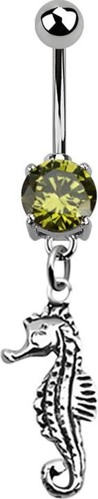Immagine prodotto Star Piercing Banana d'argento con ciondolo a forma di cavalluccio marino giallo (senza ottone, Argento 925, Acciaio chirurgico 316L)
