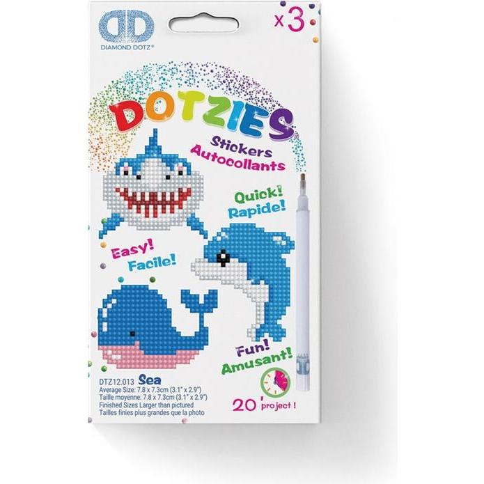 Magni, Sticker, Diamond Dotz DTZ12-013 Diamond Dotzies Sticker Set Fische, 3 glitzernde Aufkleber zum Selbstgestalte