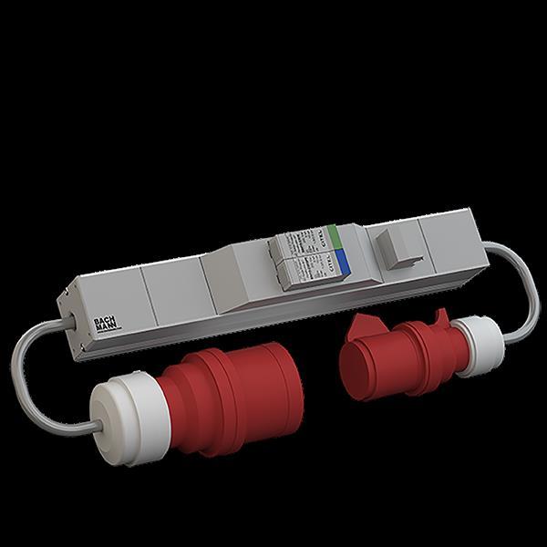 Image du produit Bachmann ALU 1HE VM 1xSPD triphasé 1xUS 3x16A 2x1m H05VV-F 5G2,5mm CEE 16A (1 x, 1 m)