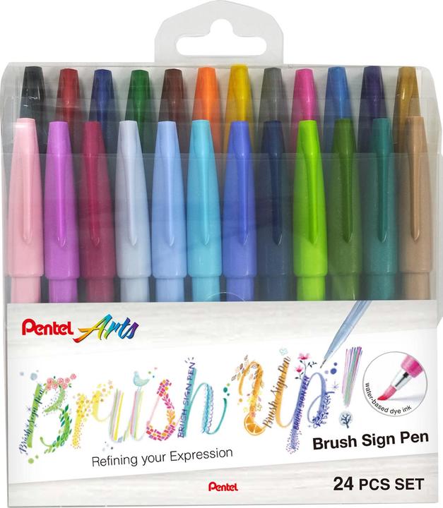 Image du produit Pentel Stylo de signalisation à brosse (Multicolore, 24 x)