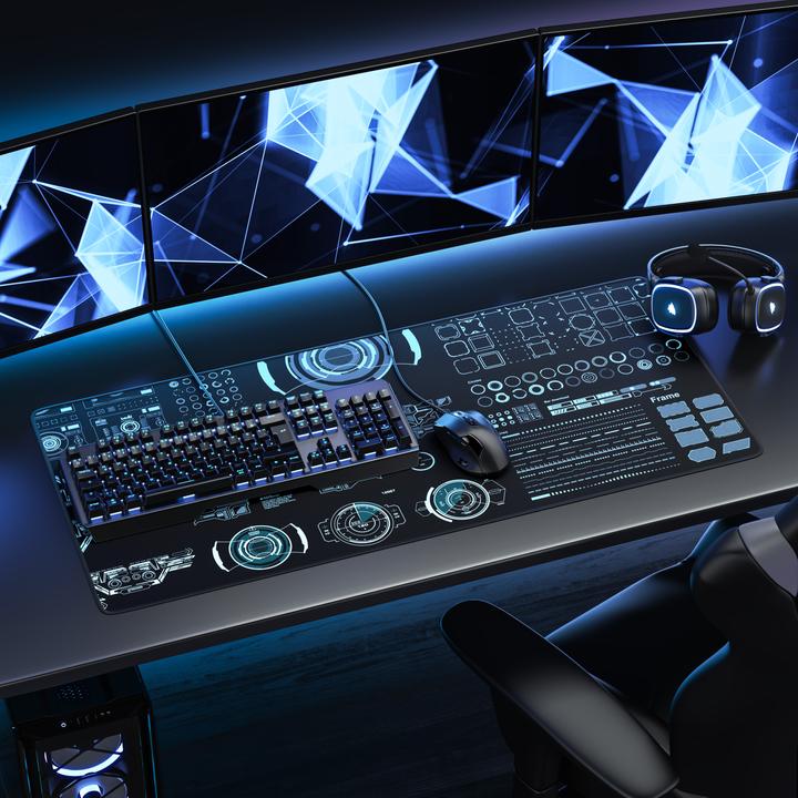 Produktbild Titanwolf Gaming Mauspad, 900 x 400mm XXL Speed Gaming Mausmatte, Mousepad Extragrosse Fläche, HUD Future (XXL)