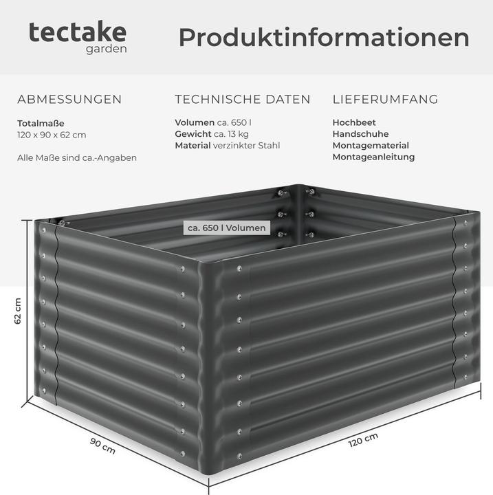 Actual product image tectake Salvia raised bed, galvanized, various sizes