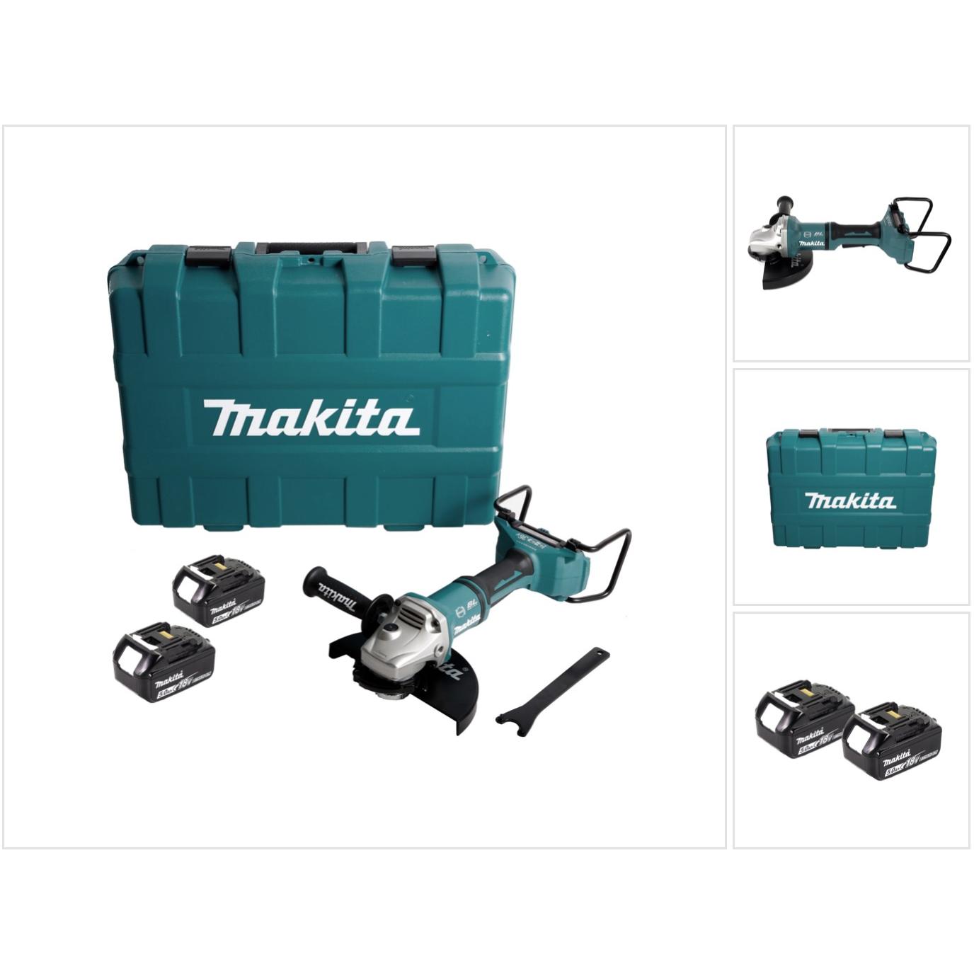 Makita, Winkelschleifer, DGA 900 TKX2 Akku Winkelschleifer 36V ( 2x18V ) 230mm Brushless + 2x Akku 5,0Ah + Ezynut + (230...