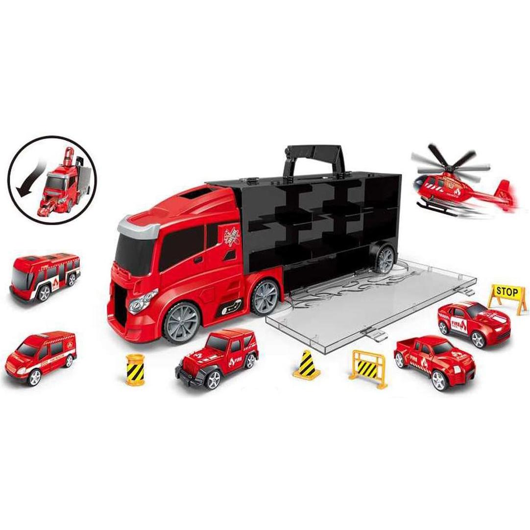 Toymax Lastbil m/redningskretjer og skilte, brand