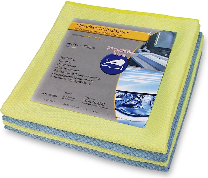 Image du produit Normani 12 pièces Chiffon en microfibre pour vitres - pour les fenêtres, miroirs et surfaces en verre (12 pcs)