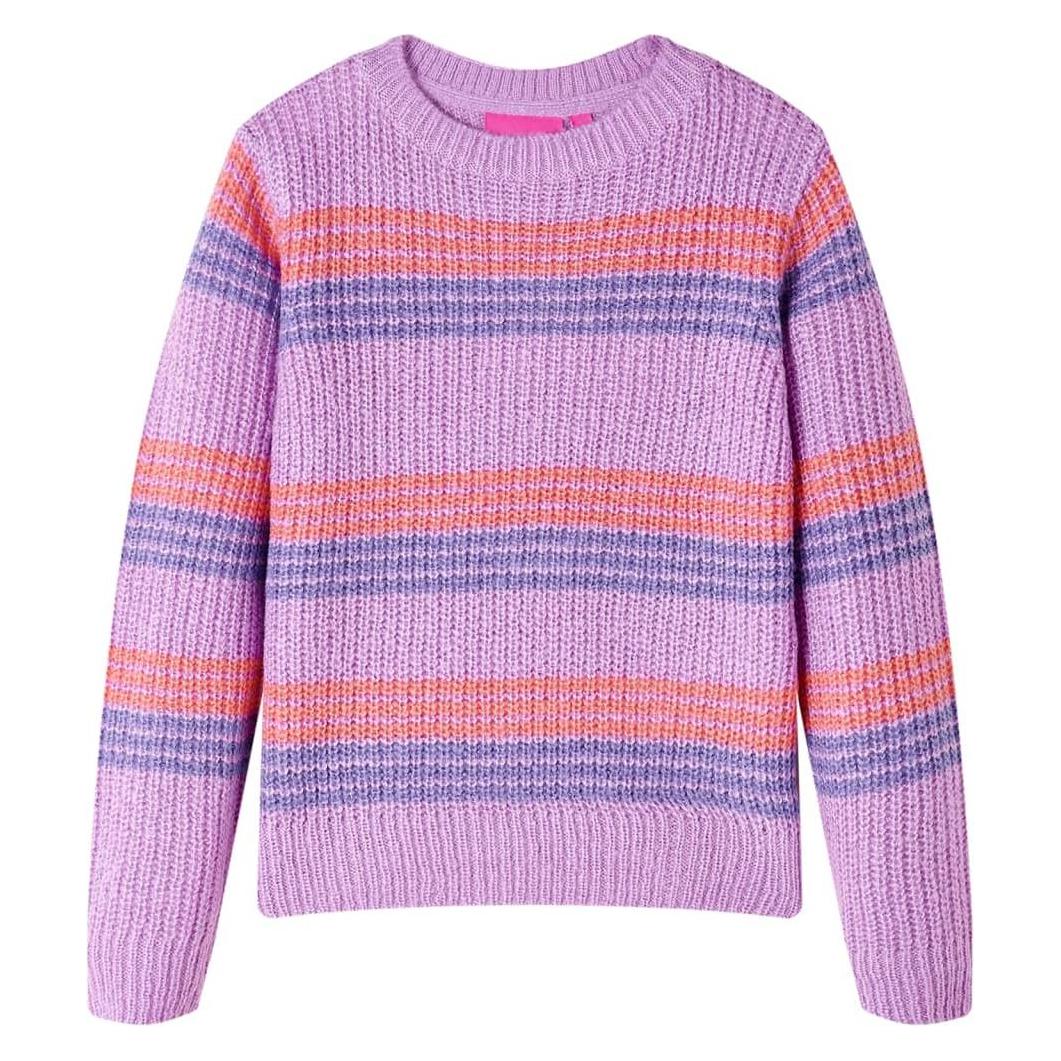 VidaXL, Mädchen, Pullover, Kinderpullover Mit Streifen Gestrickt Lila Und Rosa, Mehrfarbig, (92)