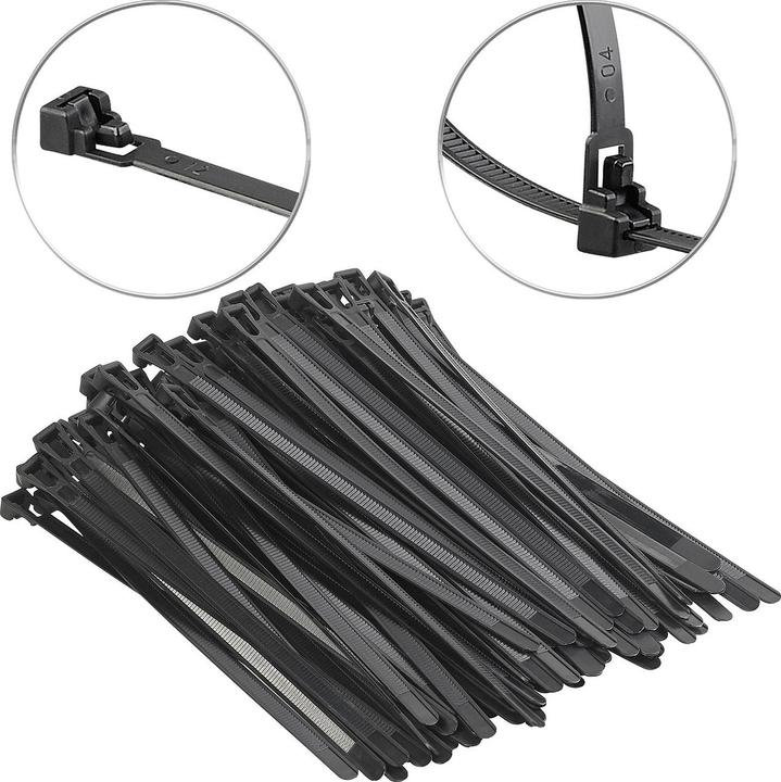 Immagine prodotto AGT Set di 100 fascette richiudibili (Fascette in plastica, 200 mm, 100 pz.)