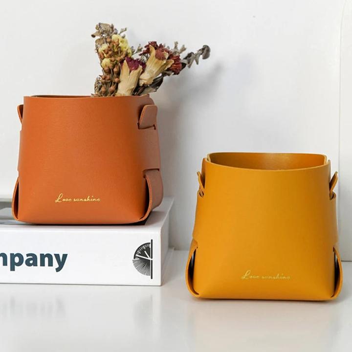 Actual product image Alopini Folding work table Leather storage box PU storage tray Storage basket