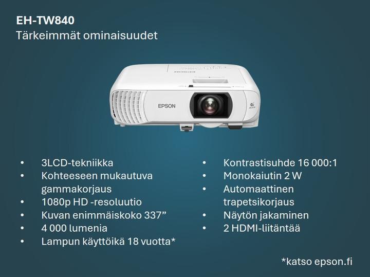 Produktbild Epson EH-TW840 (Full HD, 4000 lm, 1.21:1 - 1.45:1)