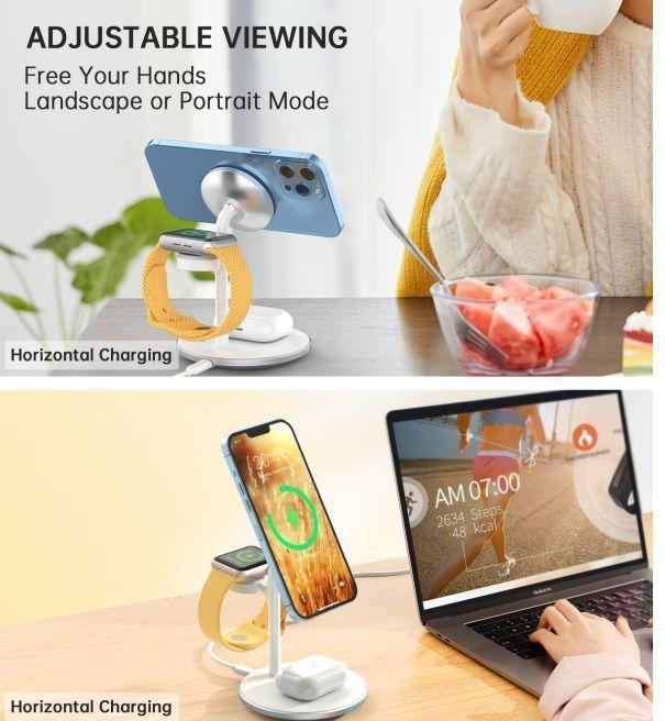 Actual product image Choetech T585-F Qi2 3-in-1 magnetic wireless charger (15 W)