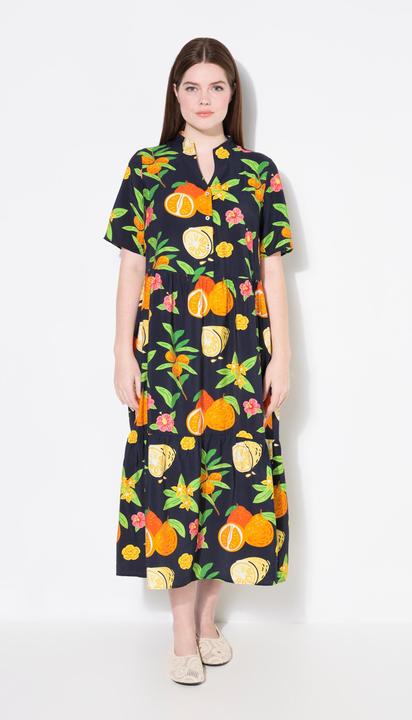Produktbild Ulla Popken Maxikleid, Volantsaum, A-Linie, Kelchkragen, Halbarm (50, 52)