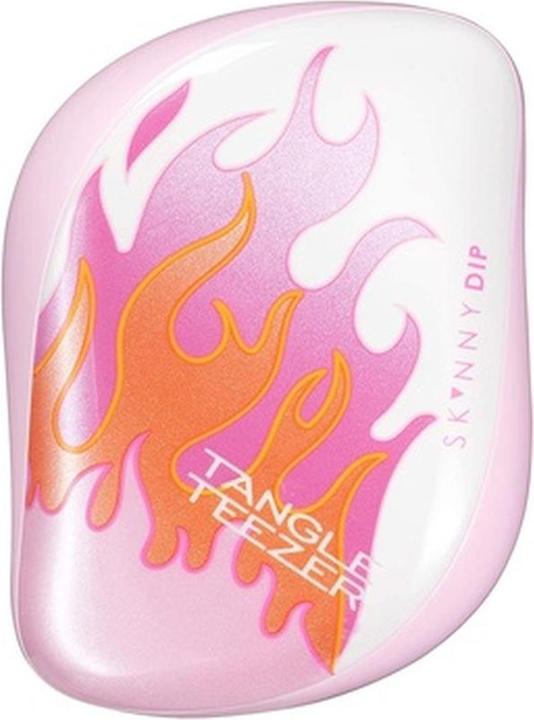 Tangle Teezer Perie pentru par Compact Styler Smooth & Shine Skinny Dip Flames, Roz Alb