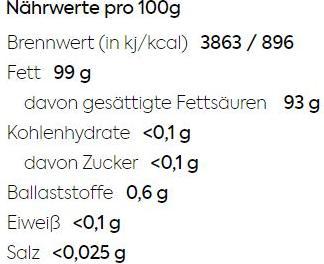 Valeurs nutritives et ingrédients KoRo Huile de coco (1000 ml)