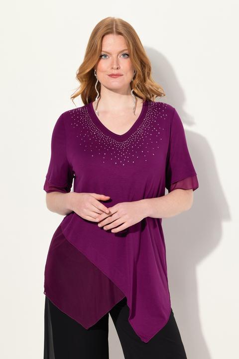 Produktbild Ulla Popken Bluse, Layering-Look, Mesh/Jersey, Zipfelsaum (50, 52)