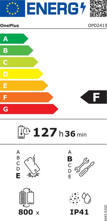 Energie-Label OnePlus Pad 3 (nur WLAN, 13.20", 512 GB, Storm Blue)